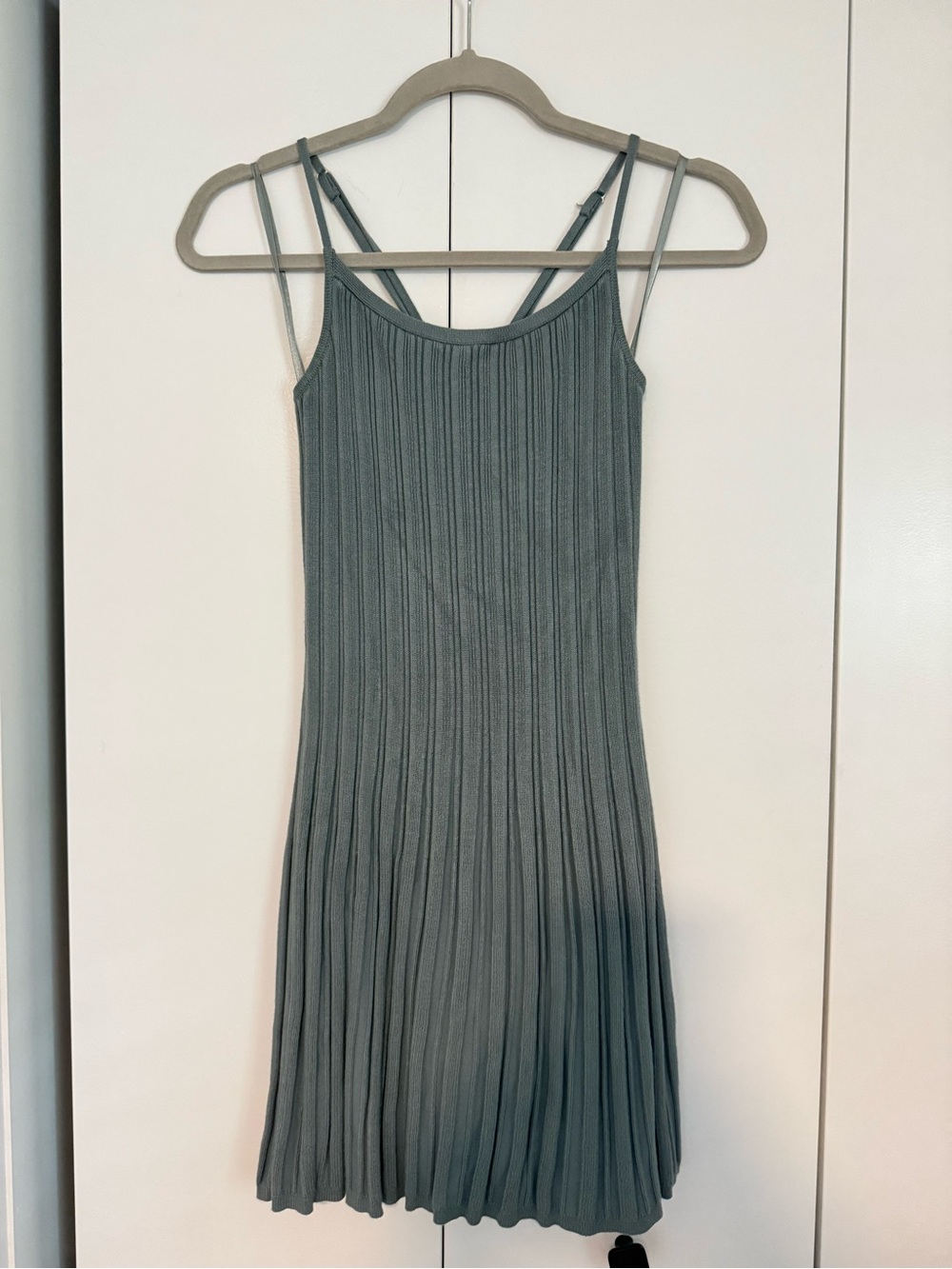 A&F Ribbed Knit Mini Dress dusty blue S